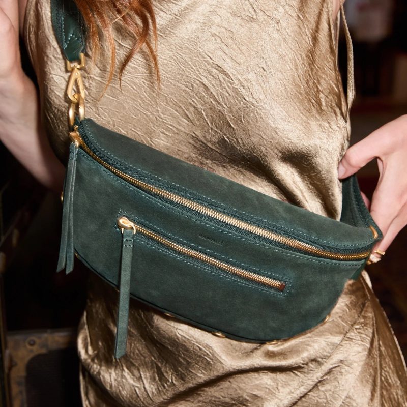 Charles Crossbody Med Green Room Suede 6