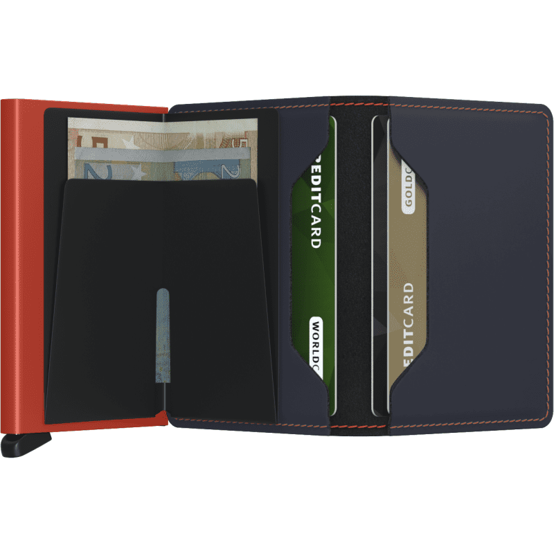 Secrid Slimwallet Matte Night Blue Orange Open