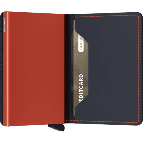 Secrid Slimwallet Matte Night Blue Orange Semi Open