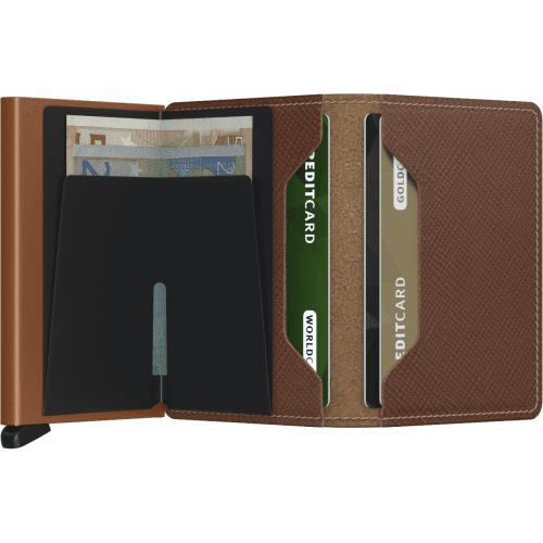 Secrid Slimwallet Saffiano Caramel Open