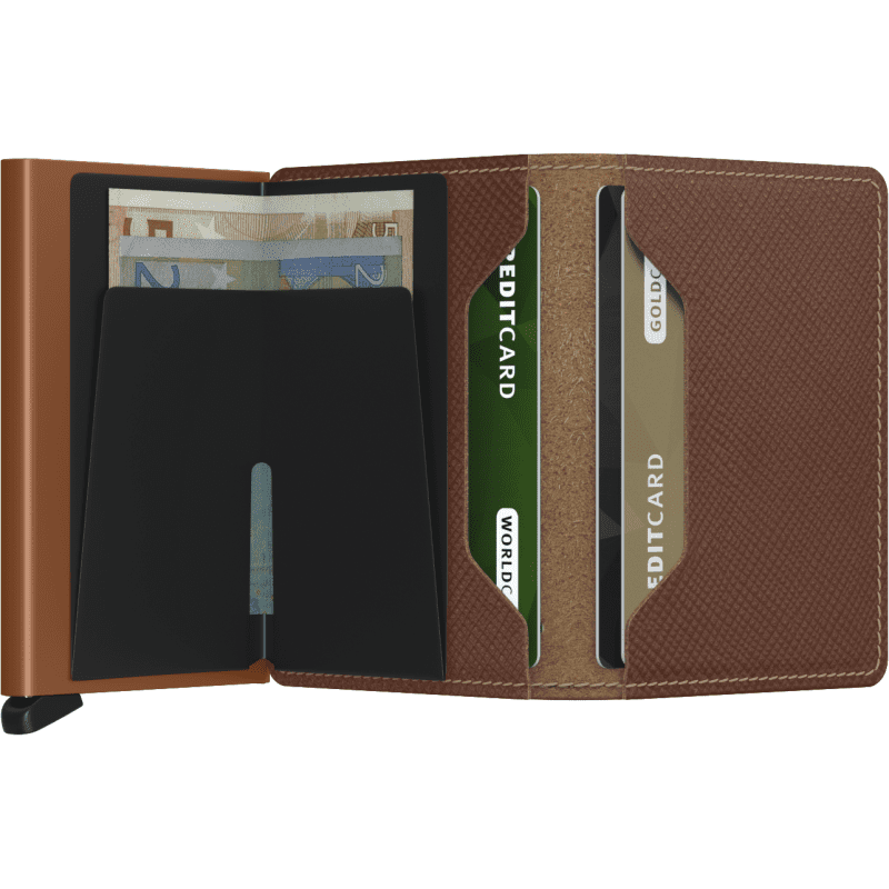 Secrid Slimwallet Saffiano Caramel Open