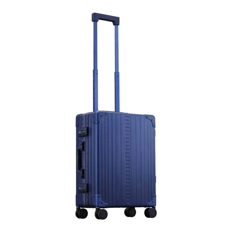 international carry on luggage front with tsa locks size 21 inches in blue